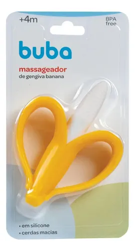 Massageador Mordedor de Gengiva Banana Bebê Buba Cor Amarelo