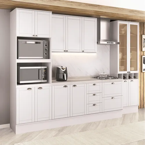 Armário de Cozinha Completa com Balcão Milla Air Carraro Branco