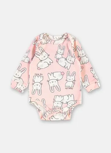 Body para Bebê Menina Estampado Rosa Claro