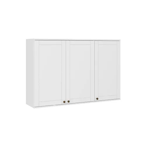 Armário Aéreo de Cozinha 120 cm 3 Portas MDF Milla Carraro Branco