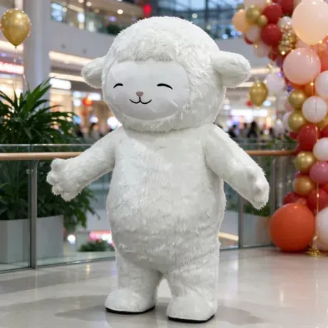 Fantasia de Mascote de Ovelha Branca Inflável, Fato de Corpo Inteiro de Pelúcia de Cordeiro, Traje de Cosplay de Anime para Adultos, Festa de Carnaval
