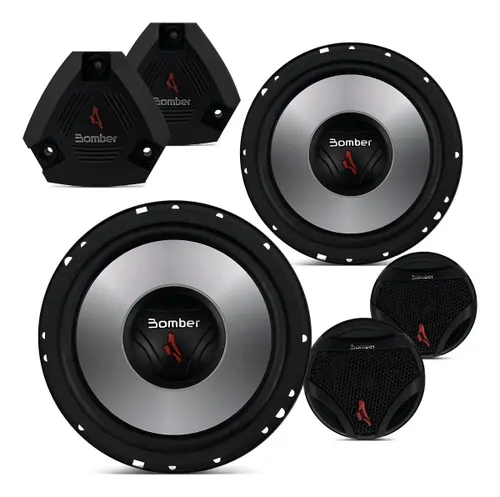 Kit 2 Vias Bomber Upgrade Alto Falante 6 200w Rms Par Cor Preto e Prata