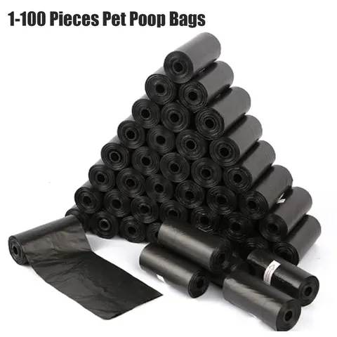 Novo saco de cocô de cachorro enrolado biodegradável engrossado pet limpeza ao ar livre saco de cocô com ponto de interrupção cão gato cocô colher saco
