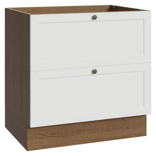 Balcão de Cozinha 80 cm 2 Gavetas (Sem Tampo) Rustic/Branco Vik Madesa