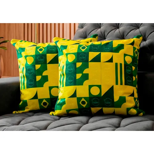 Almofadas Kit Plumie de 45x45cm 2 Uni Estampadas Brasil Cama inBox