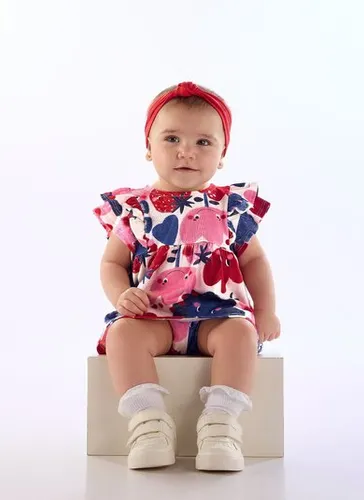 Conjunto Tulipa com Blusa e Shorts para Bebê Branco Três e Já