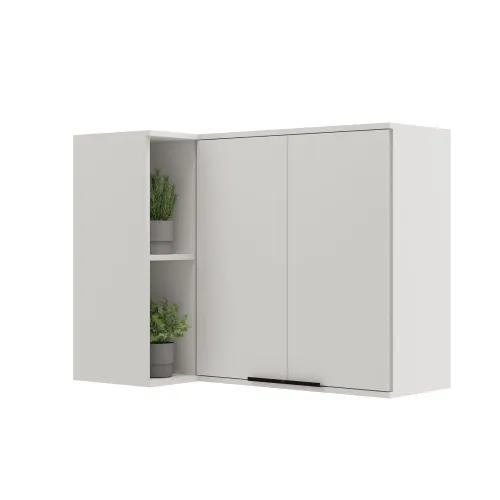 Armário Aéreo de Cozinha Miami 2 Portas com Nicho de Canto Carraro Branco