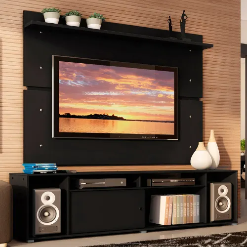 Rack Madesa Cancun e Painel para TV até 65 Polegadas Preto