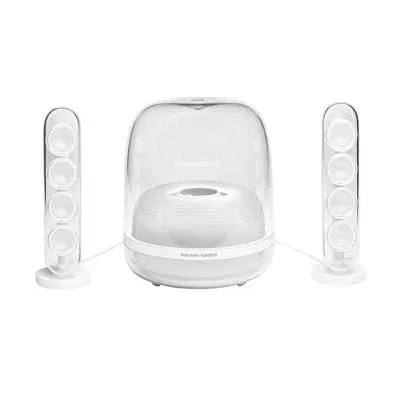 Caixa de Som Bluetooth Harman Kardon Soundsticks 4, 140W RMS, Design Transparente, Branco - HKSOUNDSTICK4WHTBR