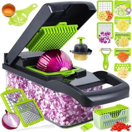 Fatiador Profissional Multifuncional de Aço Inoxidável 16 em 1 para Vegetais/Frutas/Legumes