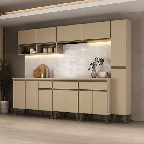 Armário de Cozinha Completa Atlanta Bay Carraro Amêndoa