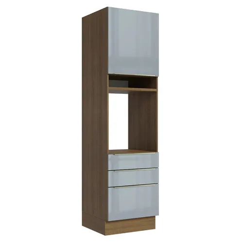 Torre Quente 60 x 60 cm 1 Porta 3 Gavetas Rustic/Cinza Lux Madesa