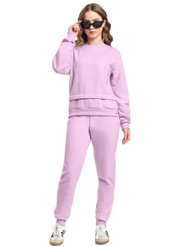 Conjunto Juvenil Feminino em Moletom com Strass (Rosa) Gloss