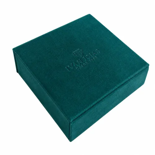 Porta-Joias 10 × 10 × 4 cm em Camurça Verde