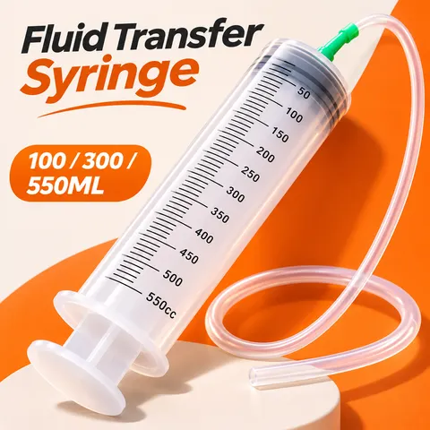 Bomba de óleo de seringas de grande capacidade, 100/300/550ml, com mangueira de 1m, bomba de medição de alimentação para animais de estimação, hidroponia, nutrientes, seringa grande