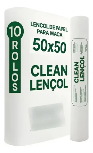 Kit 10 Rolos Lençol de Papel Branco para Maca 50x50