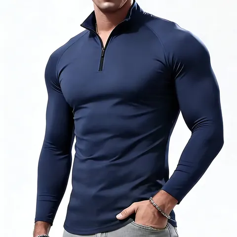 Camiseta de Manga Longa Masculina, Roupas de Compressão para Esportes, Camiseta Elástica Ajustada para Academia e Fitness, Camiseta Casual para Homens