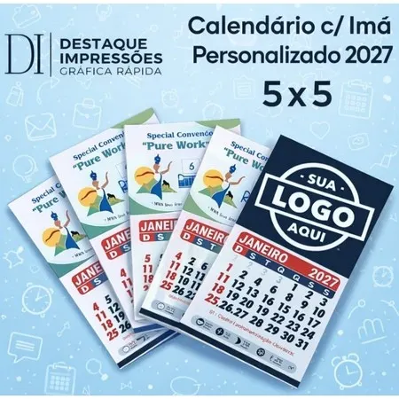 100 Mini Calendários 5x5 com imã  2027