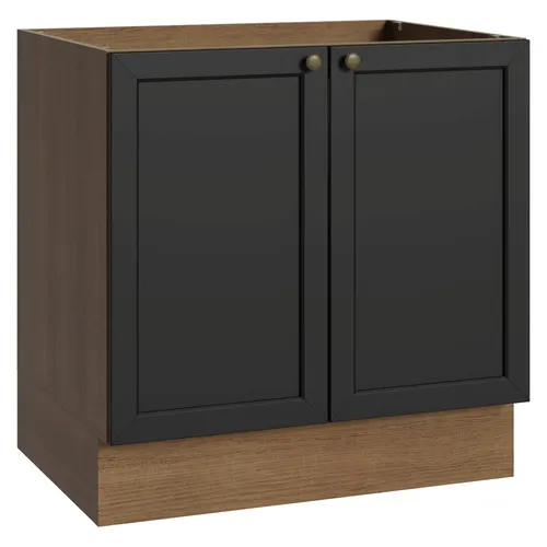 Balcão de Cozinha 80 cm 2 Portas (Sem Tampo) Rustic/Preto Vik Madesa
