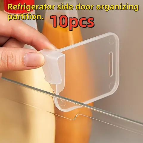Clipes Divisores Ajustáveis para Geladeira, Separadores de Prateleira Lateral para Economia de Espaço, Organizador de Cozinha para Garrafas de Molho e Pacotes de Alimentos