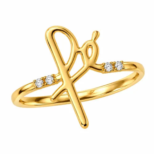Anel Fé com 4 Diamantes em Ouro 18k