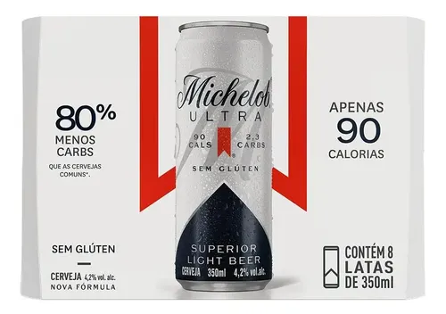 Cerveja Michelob Ultra Lata 350ml - Pack com 8 Unidades