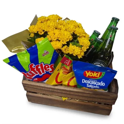 Cesta de Cerveja com Aperitivos