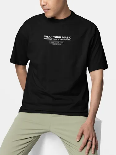 Camiseta Oversized Masculino Estampada Authenticity Streetwear Premium Preto