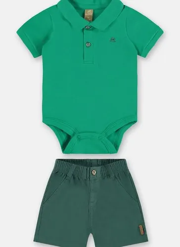 Conjunto Bebê Menino Body Polo e Bermuda (Verde) Up Baby