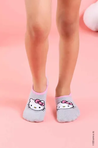 Meia Sapatilha Feminina antiderrapante Estampa Hello Kitty Rosa