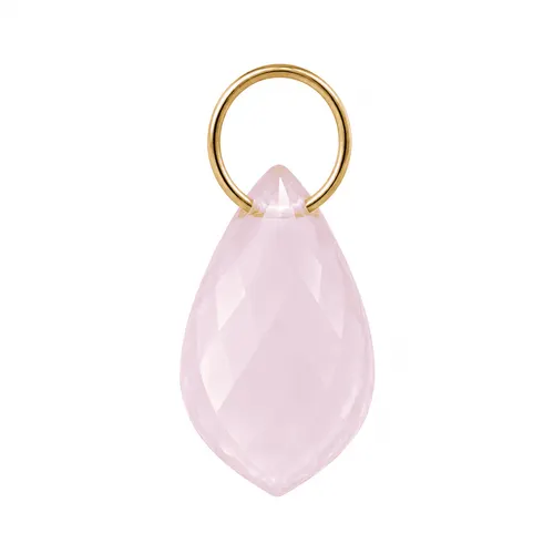 Pingente Gota com Quartzo Rosa em Ouro 18K
