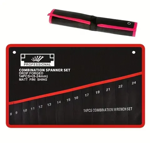 Bolsa organizadora de ferramentas com 14 compartimentos, ideal para chaves, resistente, portátil e com alça, perfeita para a oficina ou garagem.
