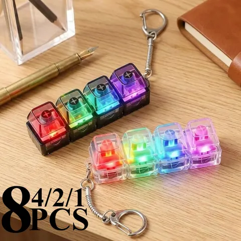 Chaveiro Portátil de LED com Luz, Brinquedo Anti-stress com Botão Clicável, Design de Teclado para Alívio de Estresse e Ansiedade, Decoração Divertida para Mesa de Escritório, Presente Criativo
