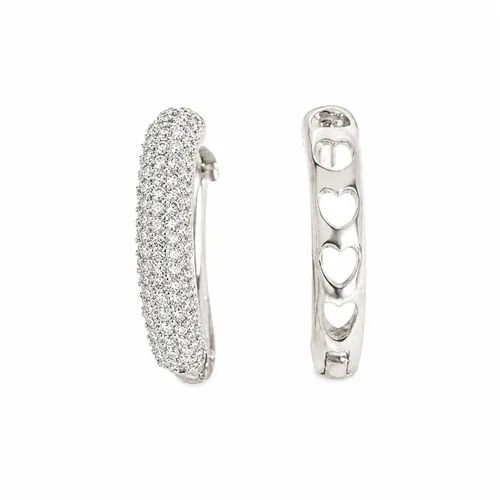 Brinco Argola Cravejada com Zircônias 15 mm em Prata