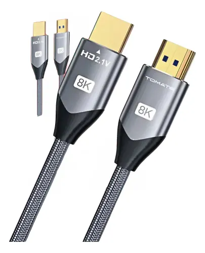 Cabo HDMI 2.1 8K 120Hz 2 Metros Conector Ouro Alta Velocidade