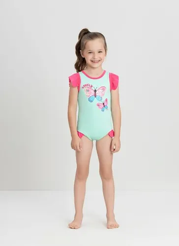 Maiô Infantil em Malha Sublimada com FPS+50 e Babados (Verde) Up Baby