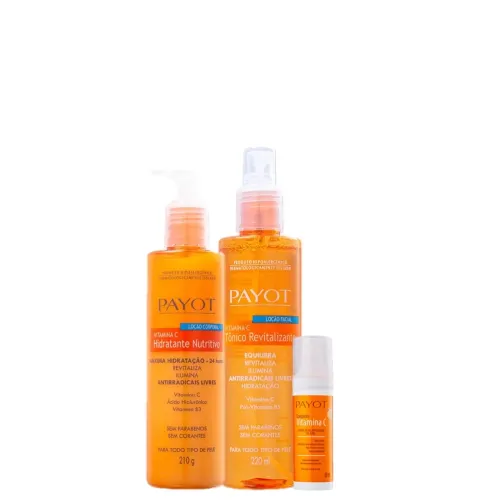 Kit Payot Complexo Vitamina C Sérum 30ml Tônico 220ml Loção Hidratante Corporal 210g