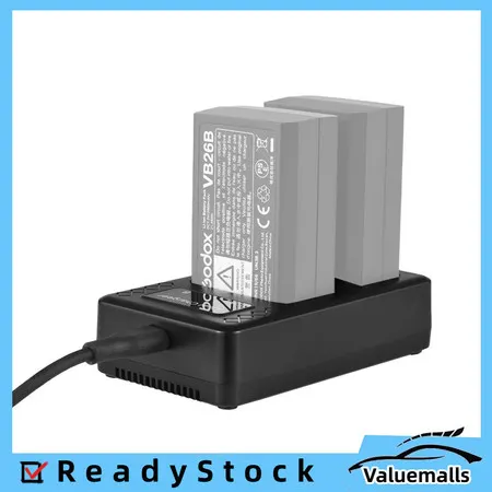 Valuemalls-br Carregador de bateria de 2 slots com indicadores LED duplos e proteção de segurança para baterias flash