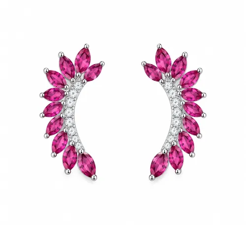Brinco Ear Cuff Cravejado com Zircônia Quartzo Rosa em Prata