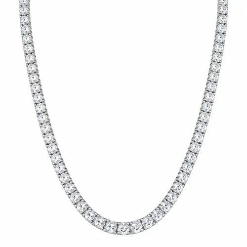 Colar Riviera 40 cm com Moissanites 3 mm e 4 Garras em Prata