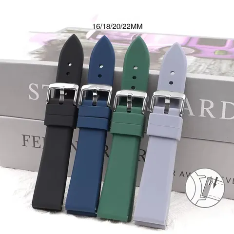 Pulseira de Relógio de Silicone de Alta Resistência com Liberação Rápida de 16mm, 18mm, 20mm, 22mm, com Fivela de Aço Inoxidável e Ferramenta para Ajuste