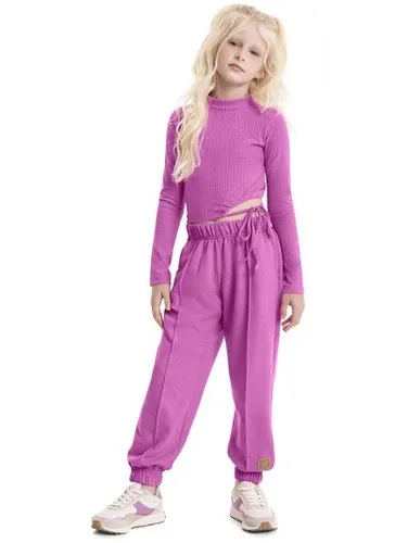 Blusa Cropped Básica em Ribana Canelada Juvenil (Rosa Pink) Gloss