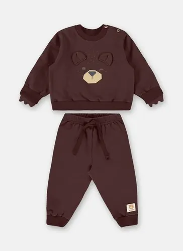 Conjunto Bebê Menino Ursinho com Aplique Interativo Marrom