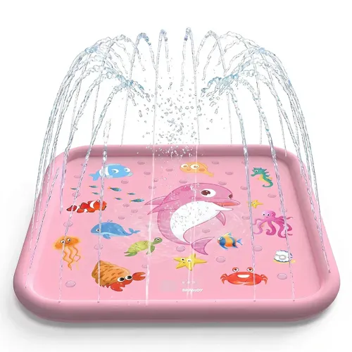Splash Sprinkler Pad 170x170cm Piscina Inflável Chafariz Infantil Quadrada Rosa