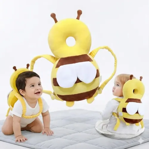 Protetor Capacete Cabeça Bebê Proteção Anticolisão Ajustável Amarelo Abelha
