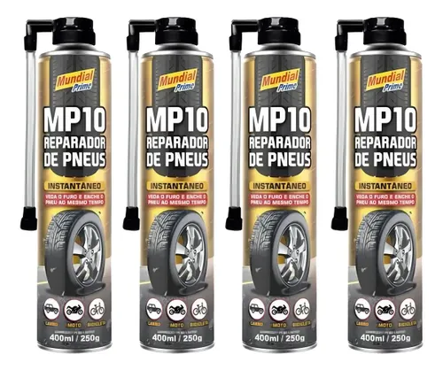 Kit 4 Reparador de Pneu SOS Spray Instantâneo Mundial Prime 400ml