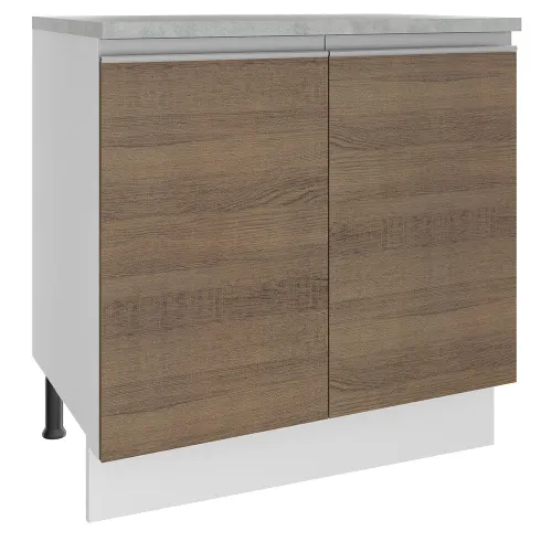Balcão Madesa Glamy 80 cm 2 Portas Branco/Rustic