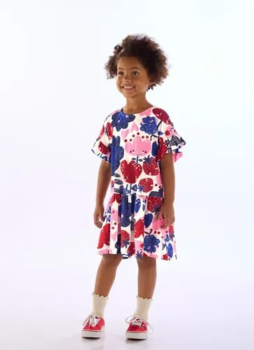 Vestido Infantil Tulipa em Meia Malha Branco Três e Já