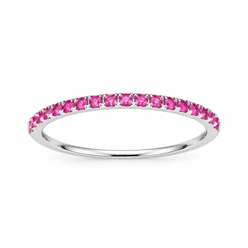 Anel Aparador Cravejado com Zircônia Rubi 1 mm em Prata