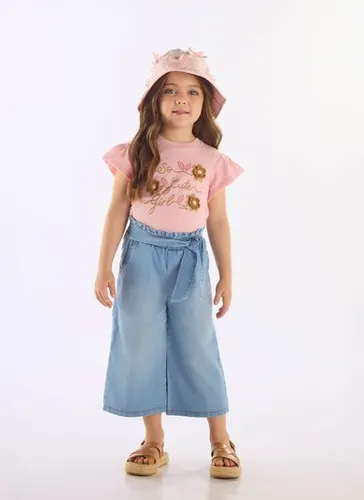 Blusa Infantil em Algodão com Manga Curta Rosa